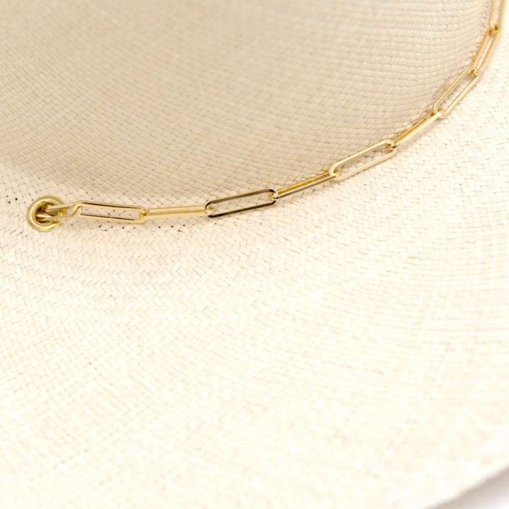Van Palma Panama Livy Hat with gold plate chain Hand-braided straw NWOT sun hat - Picture 13 of 13